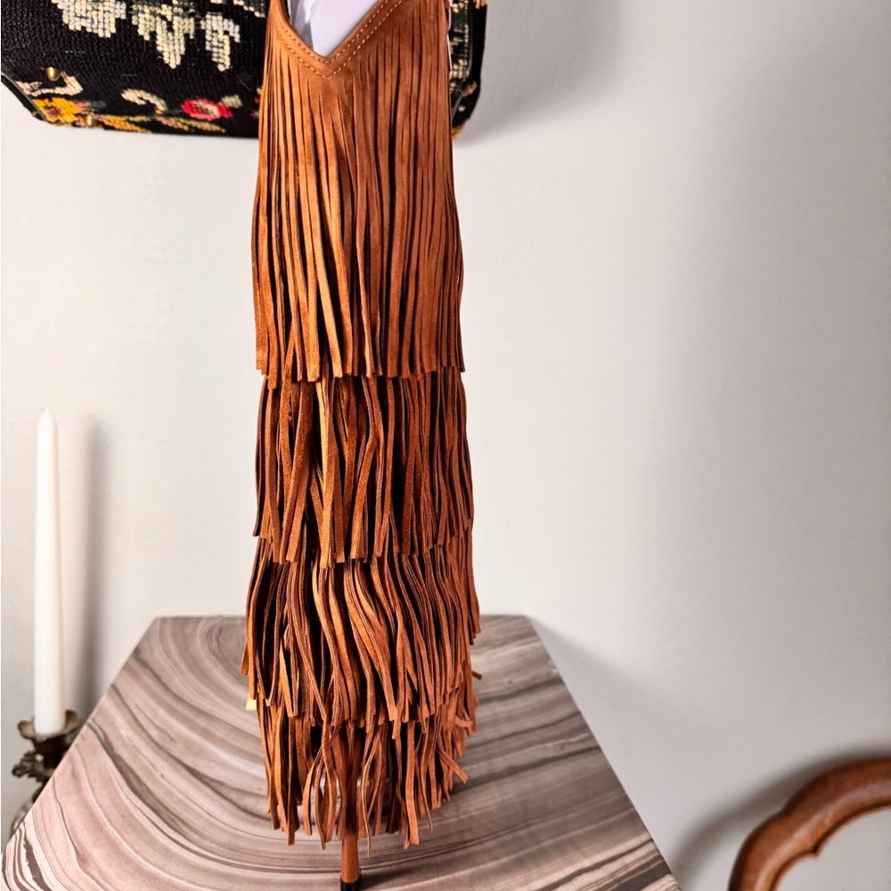 Free People Tan Fringe Heeled Boots - Picture 9 of 10